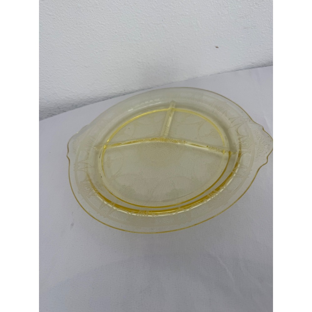 Vintage Federal Glass Yellow Depression Glass Rosemary Dutch Rose Grill Plate